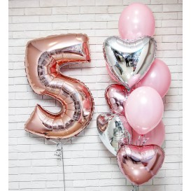 цифра фольга +фонтан из шаров